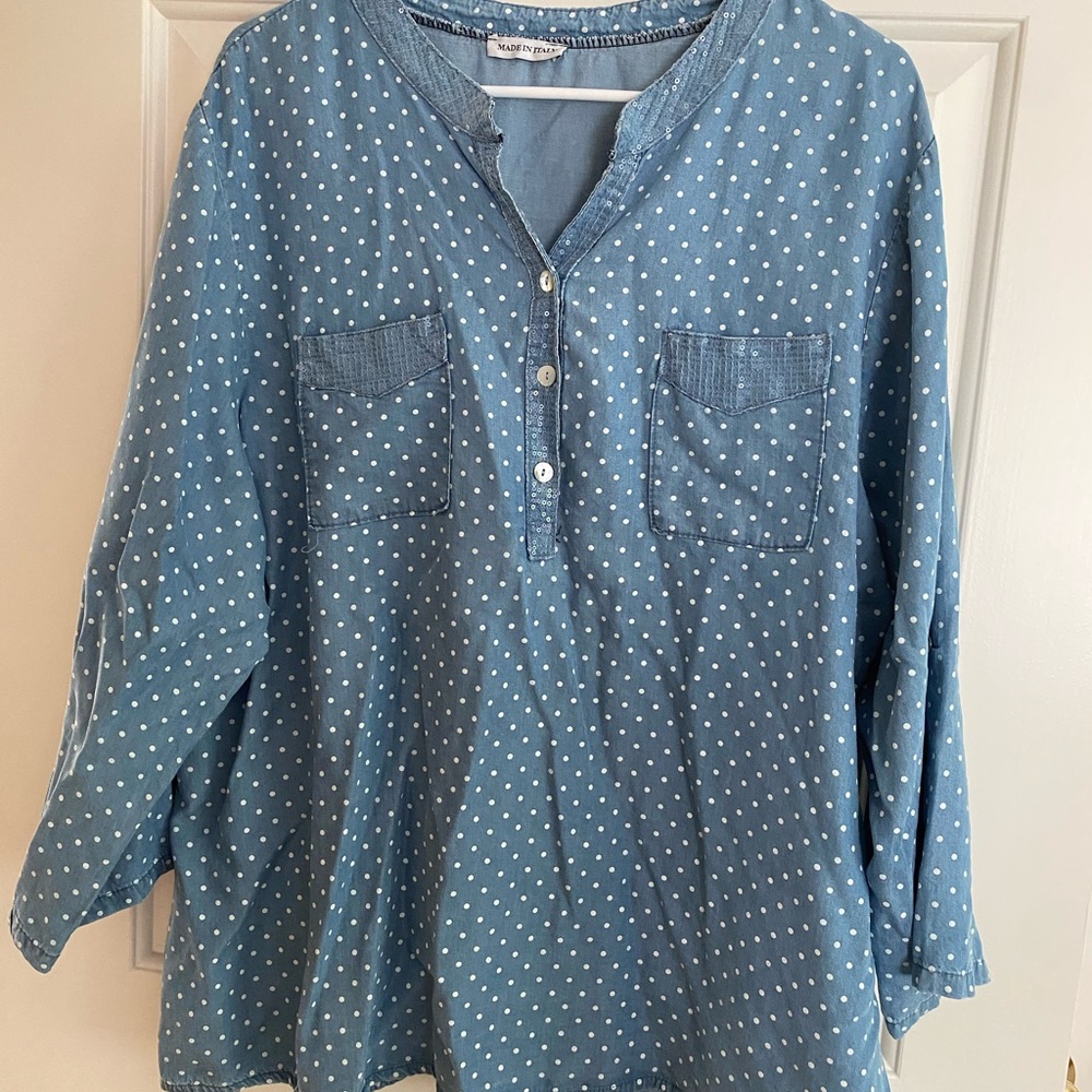 Vintage Polka Dot Sequin Embellished Blouse Top